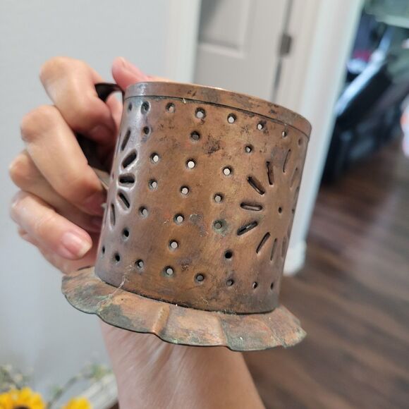 Pfaltzgraff Village Copper Pillar Candle Holders set of 3 Vintage Pierced USA - Picture 15 of 16